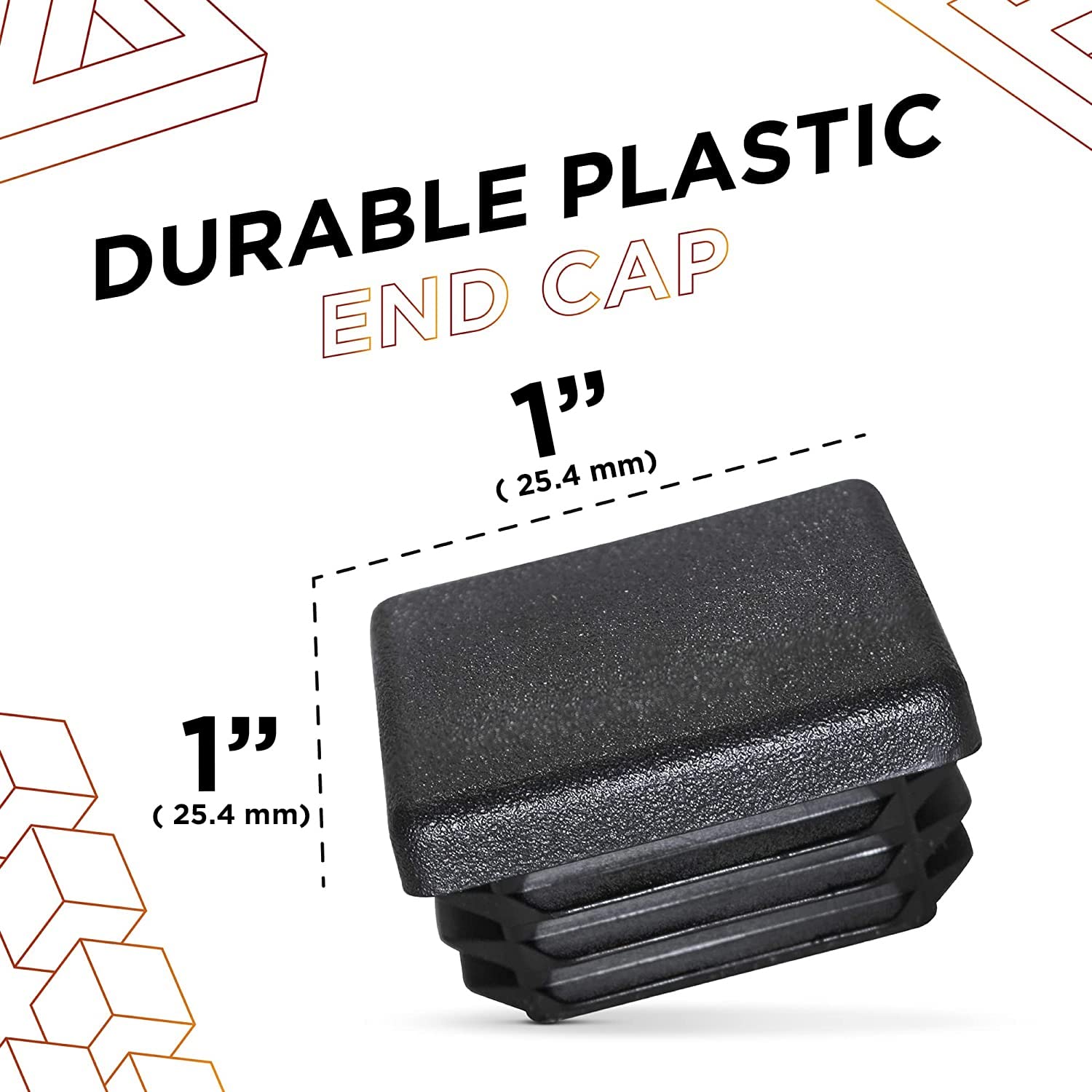 Genuine Caplugs Brand 1 inch Square Tubing End Package of (8) FOR 10-14 Gauge Square tubing