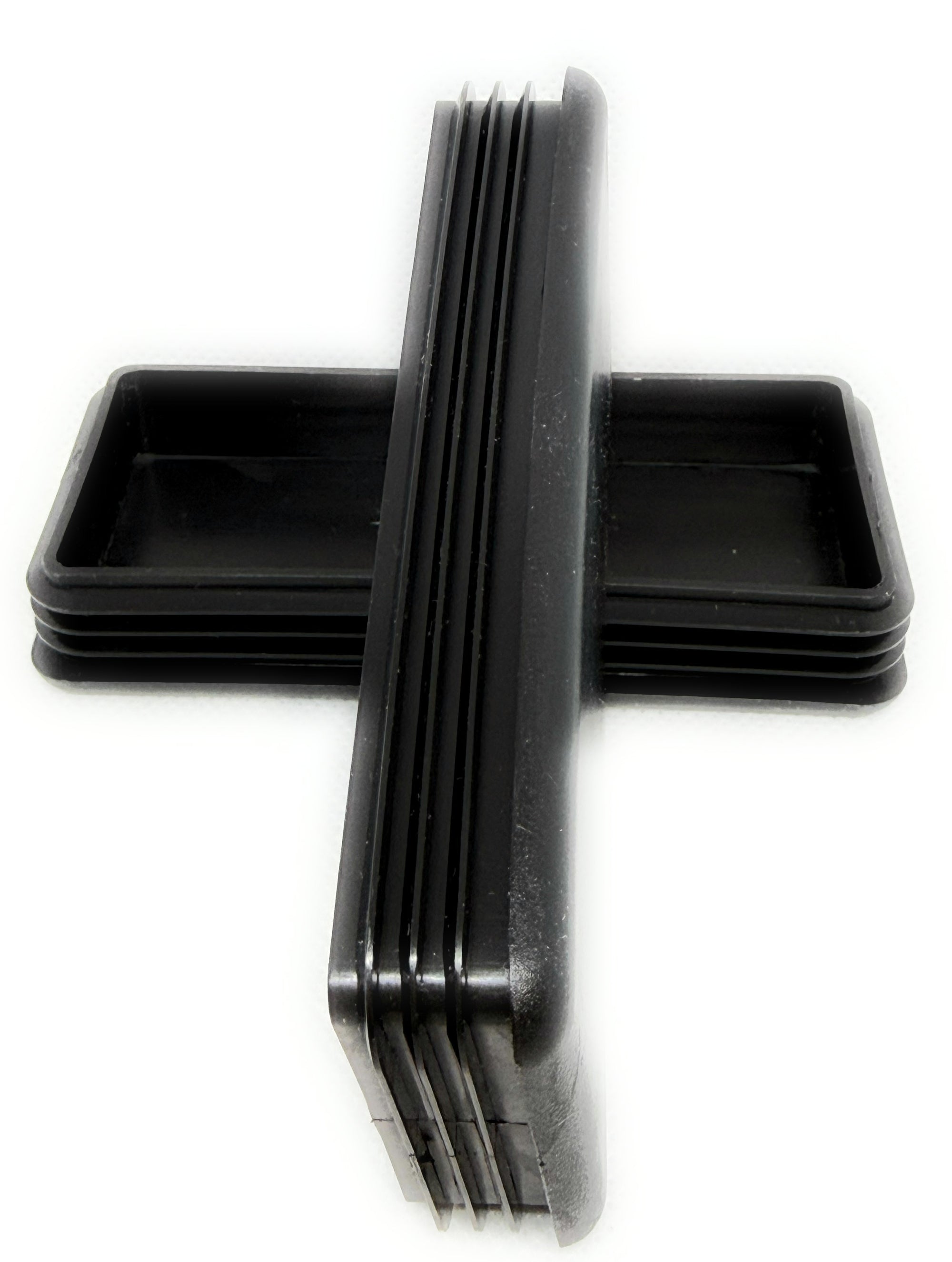 Rectangular Tube Cap Plugs, Black Plastic, 4x2 Inch, for 14-20 Gauge Steel Tubing, Furniture Sliding Guides, Fencing Post Inserts, Pack of 4 Top Secret PDR