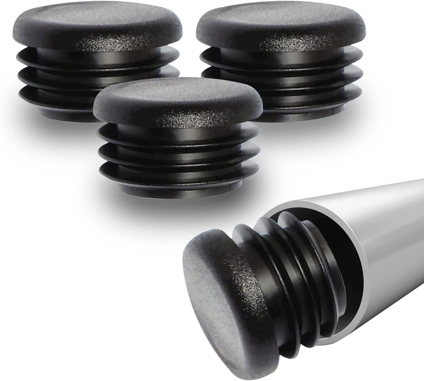 (Pack of 10) 5/8" OD Round End Caps (14-20 Ga for 0.46"-0.57" Inside Diameter) 0.625 Inch Round Head Sliding Inserts | Furniture Chair/Table Leg Caps | Fitness Eqpt End Caps {Top Secret PDR}