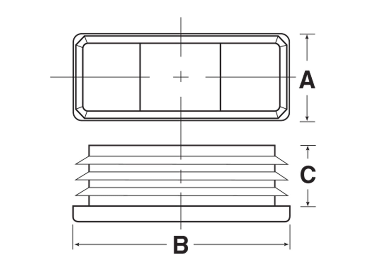 (Pack of 4) CAPLUGS Snap in Rectangular 2 x 3" (3x2 Inch) | 10-14 Ga Steel Pipes/Rods | 2x3 Inches (2.73"-2.83" L - 1.74"-1.83" W ID) Fence Post Finishing Inserts | Fitness Equipment End Caps